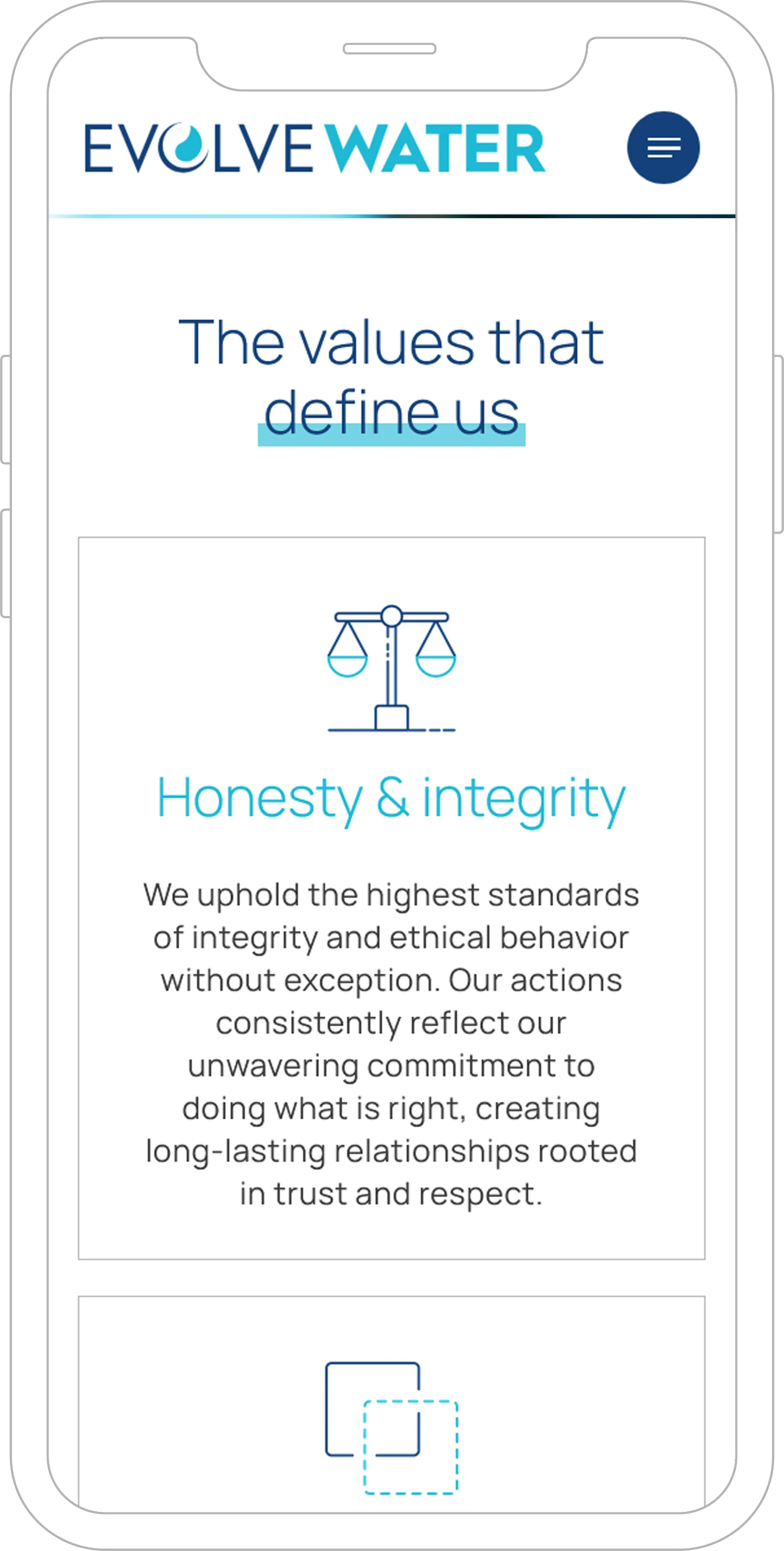 Evolve Water portfolio showcasing branding, graphic design, and custom website development for a sustainable water solutions company