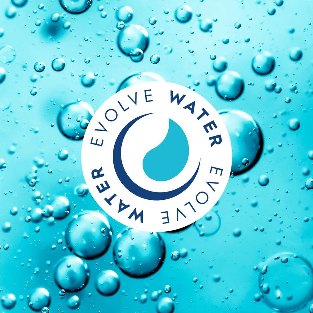 Evolve Water portfolio showcasing branding, graphic design, and custom website development for a sustainable water solutions company